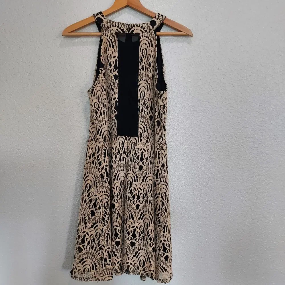 Altar'd State Cream Black Lace Cocktail Dress Size L